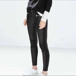Zara Trafaluc Faux Leather Moto Ankle Pants